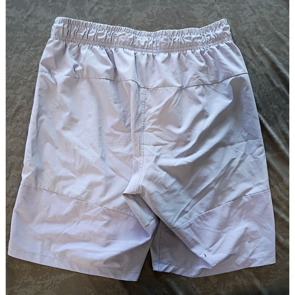 Light Blue Athletic Quick-dry Shorts Polyester Spandex Elastic Waist Men Size M - Picture 2 of 5